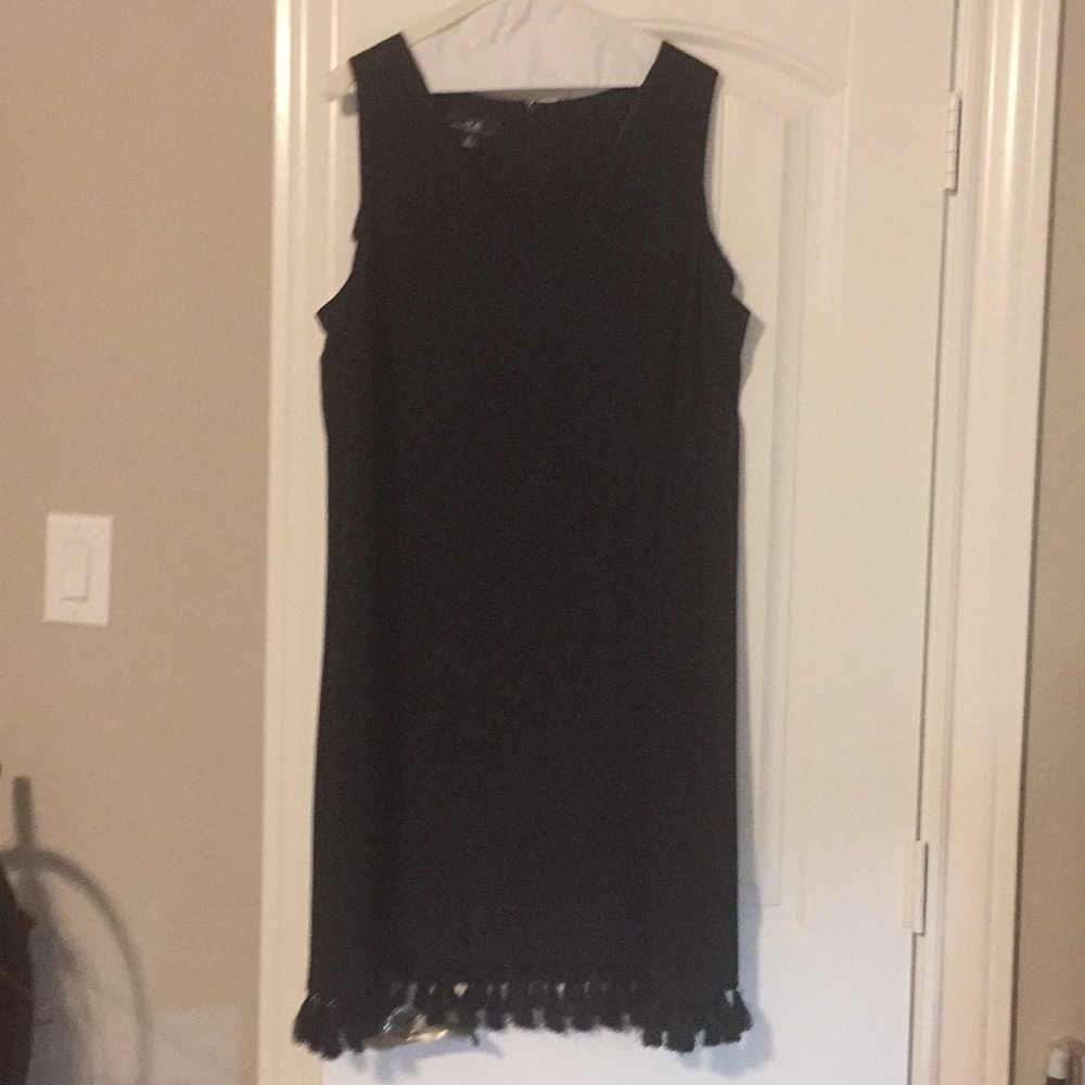 Little Black Dress with Fringe and Pockets